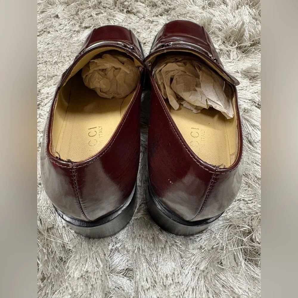 Vintage Gucci Dark Red Loafers with Silver Gucci accent - Picture 2 of 13